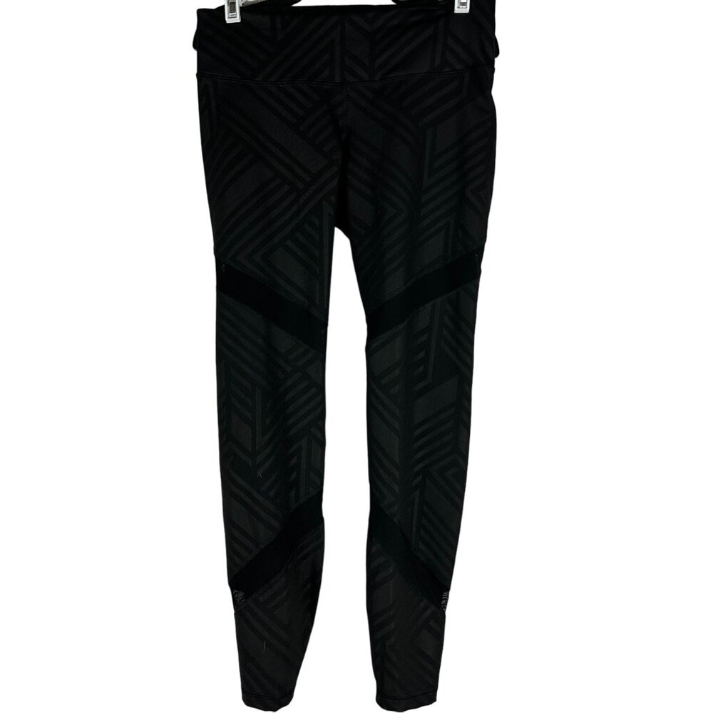 Old Navy Active Go Dry Leggings Womens Medium Black Geometric Print Fitted